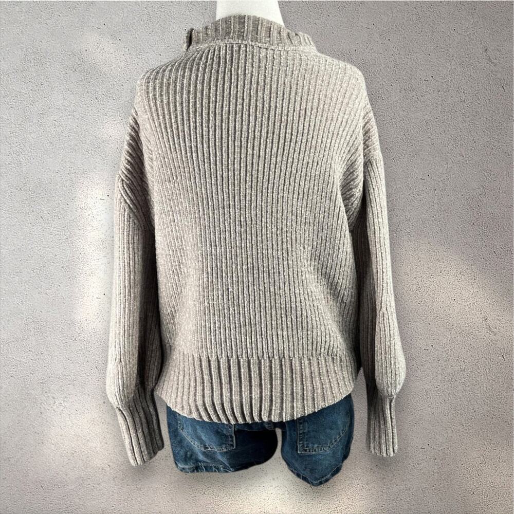 Cynthia Rowley XS Chenille Turtleneck Sweater Beige Gray Super Soft Cozy Knit - Picture 2 of 7
